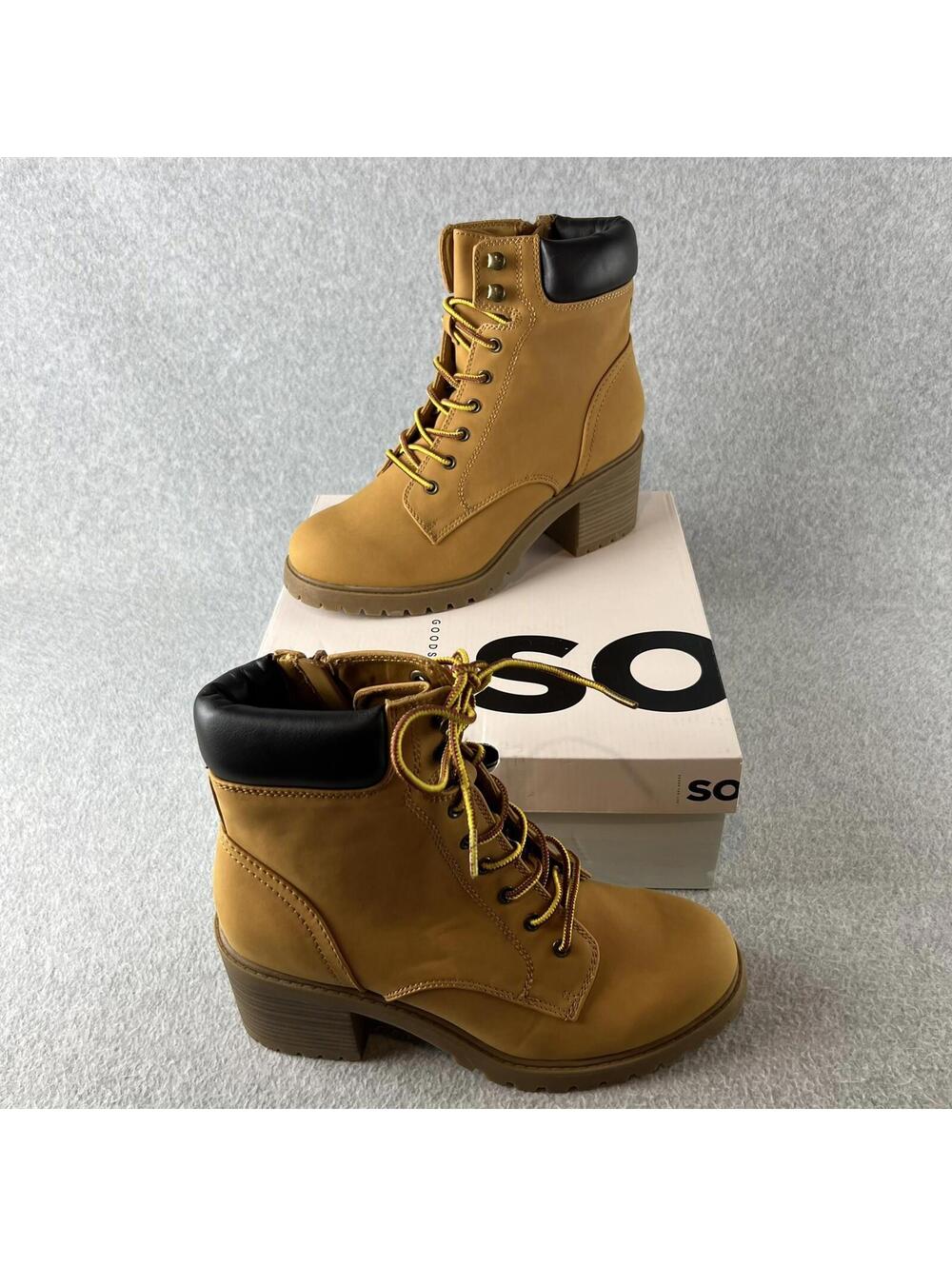 SO Ankle Boots Women's Size 9.5 Combat Block Heels Boots New
